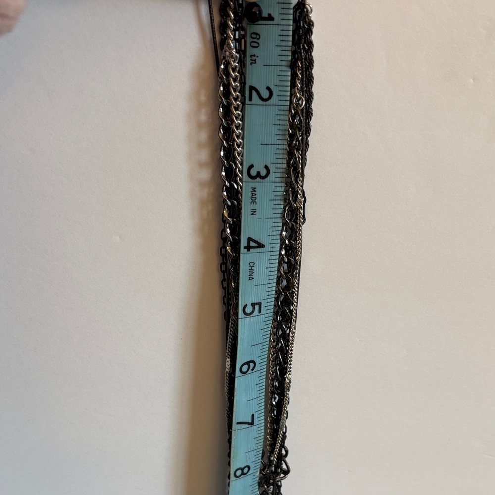 Express Gunmetal Layered Cross Necklace Pavé Statement Chains Y2K - Picture 6 of 7